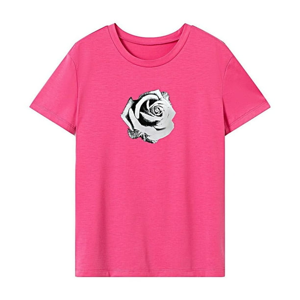 Camiseta básica de verano con cuello redondo y estilo para mujer, para senderismo, viajes, Camping XL