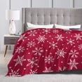 thumbnail image 2 of LNWH Red Winter Snowflake Pattern Throw Blanket, Flannel Sofa Blankets for All Seasons, 60"x50", 2 of 8