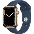 thumbnail image 1 of Restored Apple Watch Series 7 (GPS, 45mm) - Gold Stainless Steel Case - Abyss Blue Sport Band (Refurbished), 1 of 1