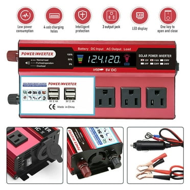 Car Power Inverter 4000W DC 12V To AC 110V 120V Converter 4USB Off Grid Boat LCD