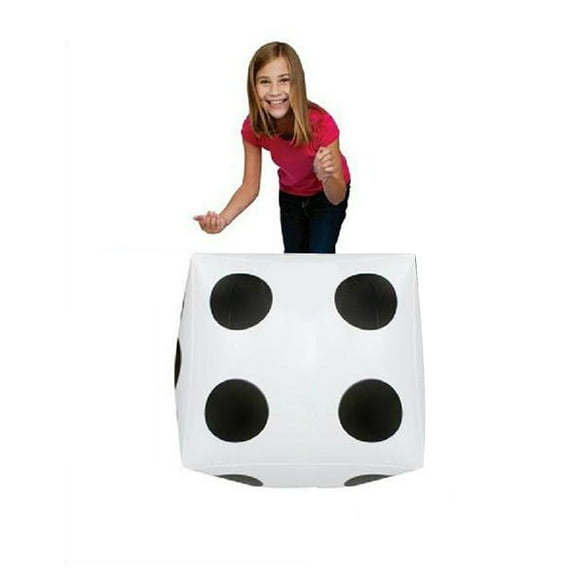 Giant Inflatable Dice for Outdoor Party Games, 11.0x11.0in Large Blow Up Cube for Casino Themes, Education Tool, White with Black Dots, Event Decor