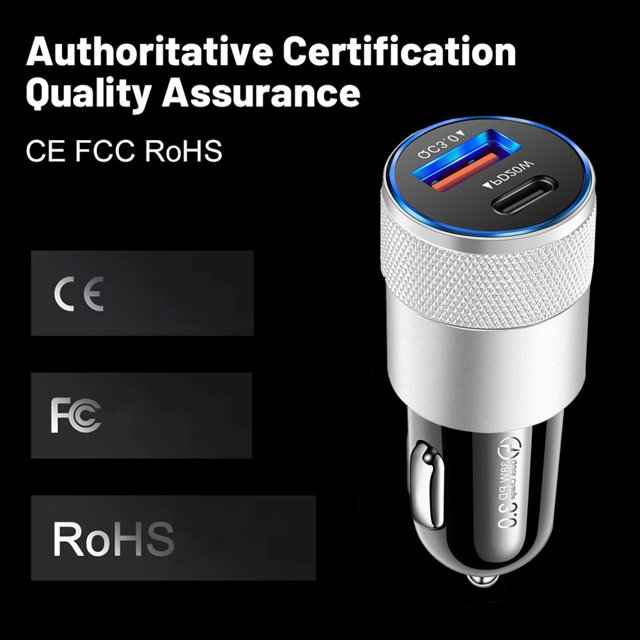 Cargador de coche PD de 38W USB C carga rápida QC3.0 Likrtyny 18W + PD 20W para iPhone 14 Pro USB + tipo C