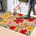 thumbnail image 2 of Summer Floral Door mats, Flowers Low Profile Rug Washable Indoor Outdoor, Non Slip Doormat with Rubber Backing, Black Absorbent Carpet Rugs Floor Mat for Outside Patio Home Decor, 17" x 30", 2 of 6