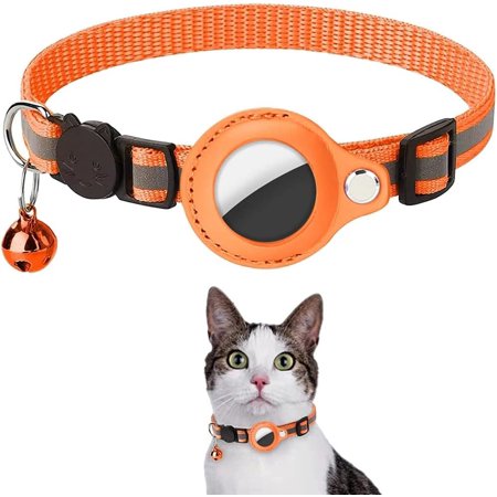 Airtag Cat Collar  Reflective Breakaway Kitten Collar with Bell&Airtag Holder for Small Pets Cat Puppy Kitten