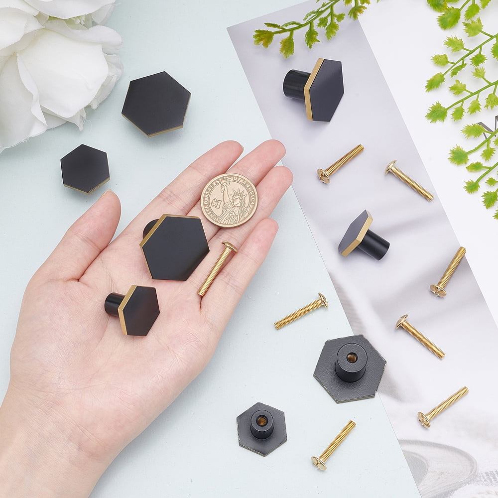 8pcs 2size Black Brushed Brass Knobs Gold Cupboard Knobs for Kitchen Copper Brass Cabinet Knobs for Drawer Brass Cabinet Knobs Pulls HardwareDIY