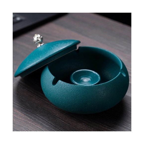 Creative Circular Ashtray, Home Living Room, Bedroom, Dining Room, Ashtray, Ceramic With Cover, Anti-fly Ash Ashtray, Tea Table Decoration