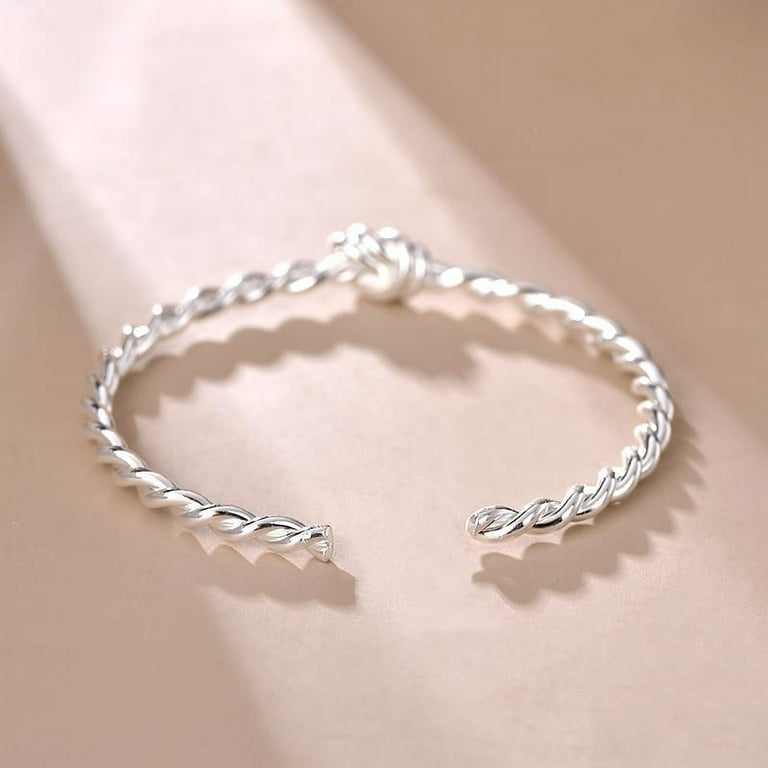 925 Sterling Silver Cuff Bangle Bracelets Adjustable Jewelry