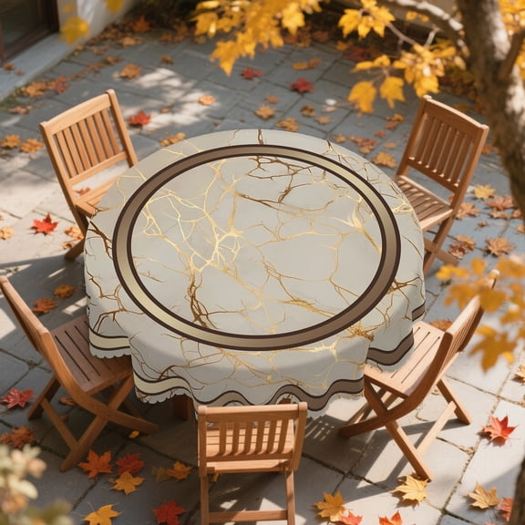 KOPOEELK Modern Marble Round Table Cover, 60 Inch Washable Round Tablecloth