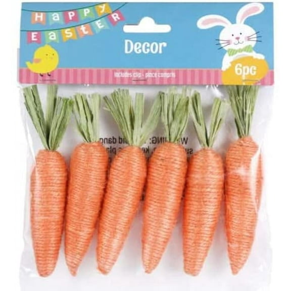 Jute Carrot Easter Decor, 6-ct. Packs, Easter Party Decoration, Artificial Carrots for Bunny, Centerpiece Table Display