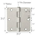 thumbnail image 3 of Design House 10-Pack 3.5" H x .25" Radius Butterfly Interior/Exterior Door Hinges, Satin Nickel, 3 of 13