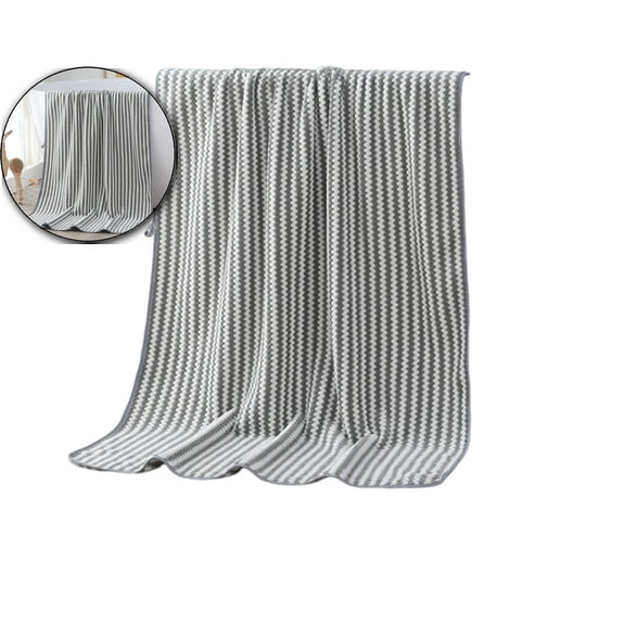 Velvet Fleece Bath Towel, Extra Thick Absorbent Drying Towel, Striped Beach Hair Wrap for Home Spa Use