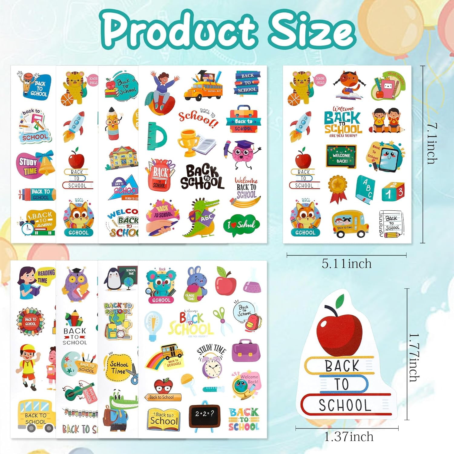 Back to School Stickers Decorations - 369 PCS First Day of School Sticker, Self-Adhesive Welcome Back to Schools Sticker Label Decal for Kid Teacher Rewards for Back to Schools Classroom Student