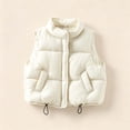 thumbnail image 2 of Besolor Toddler Kids Girls Puffer Vests Sleeveless Lightweight Casual Fall Winter Thicken Warm Button Waistcoat Coat with Pockets(10-11 Years,White), 2 of 5