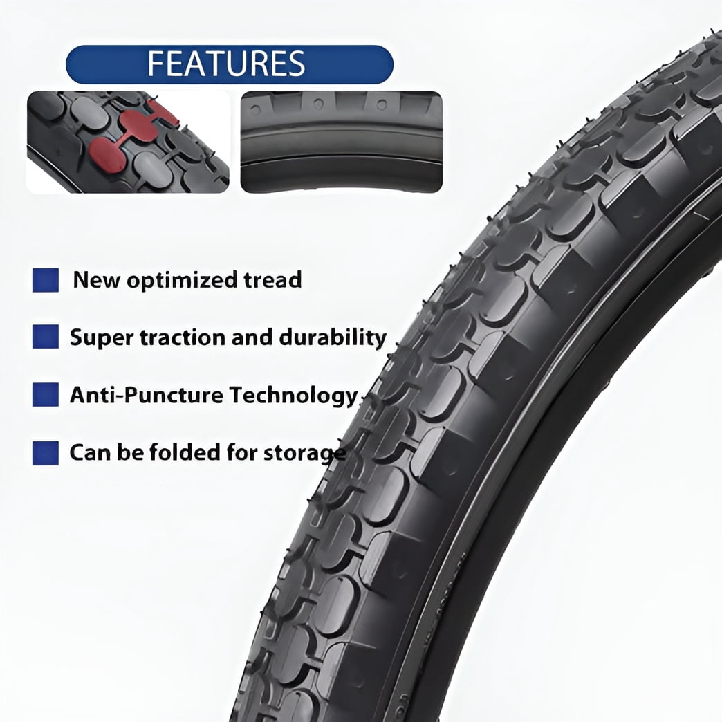 MOHEGIA 2 Pack Bike Tires 24"x 2.125" Black Side Wall Folding Cruiser Bicycle Replacement Tire