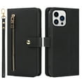 thumbnail image 5 of ELEHOLD Luxury Wallet Case for iPhone 14 Pro Max 6.7" Card Slots Zipper Purse Stand Function with Crossbody Strap Wrist Strap PU Leather Shockproof Case, Black, 5 of 9