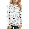 thumbnail image 2 of Drmagiyhm Girls Long Sleeve T Shirts Size 10-12 Casual Halloween Floral Print Shirt Trendy Cute Holidays Graphic Tshirt Kids Crewneck Tops 4-5 Years Khaki, 2 of 3