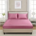 thumbnail image 2 of GFDYREE Full Silk Satin Fitted Sheet, Soft Deep Pocket Single Bottom Bed Sheets Sold Separately, Wrinkle Free, Non- Fading, Breathable, Fully Elasticized(Full Size, French Pink), 2 of 7