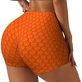 thumbnail image 2 of Sigee Orange Scales Print Women's High Waist Workout Shorts - Squat Proof, Tummy Control, Yoga and Gym Activewear-Large, 2 of 9