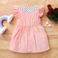 thumbnail image 4 of Baby Girls Dress Ruffle Sleeve Wave Point Print Doll Collar Dress 1PCS Summer Dress 9-12 Months, Pink, 4 of 7