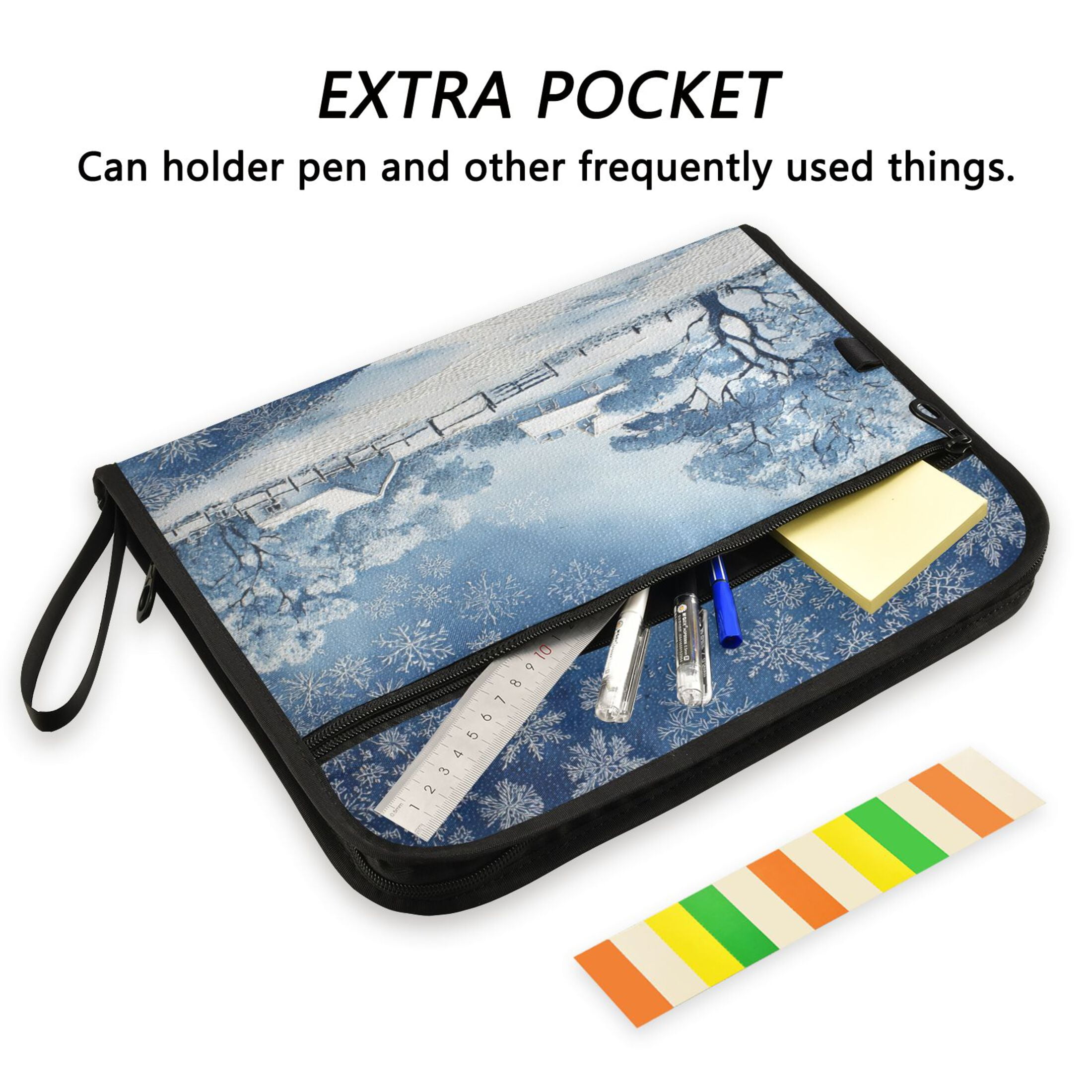 Organ Folder 14.2 x 0.8 x 10.6 Inches 13 Separate Pockets A4 Size Documents Folder A Sort Storage File Manager For The Home Office Winter Scene