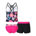 thumbnail image 3 of TiaoBug Kids Big Girls 3 Pieces Bathing Suit Floral Printed Tankini Swimsuit Boyshort Swimwear Beachwear Red Floral 10, 3 of 7