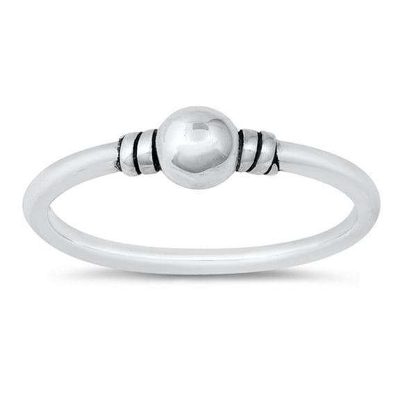 Simple High Polish Ball Bead Ring .925 Sterling Silver Band Jewelry Female Male Unisex Size 8