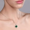 thumbnail image 3 of Gem Stone King 925 Sterling Silver Green Nano Emerald and White Diamond Heart Shape Pendant Necklace for Women (1.52 Cttw, Heart 8MM, Gemstone May Birthstone, with 18 inch Chain), 3 of 3