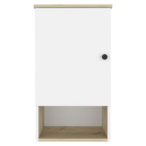 FM Furniture Senegal Modern Wood Bathroom Medicine Cabinet in Light Oak/White