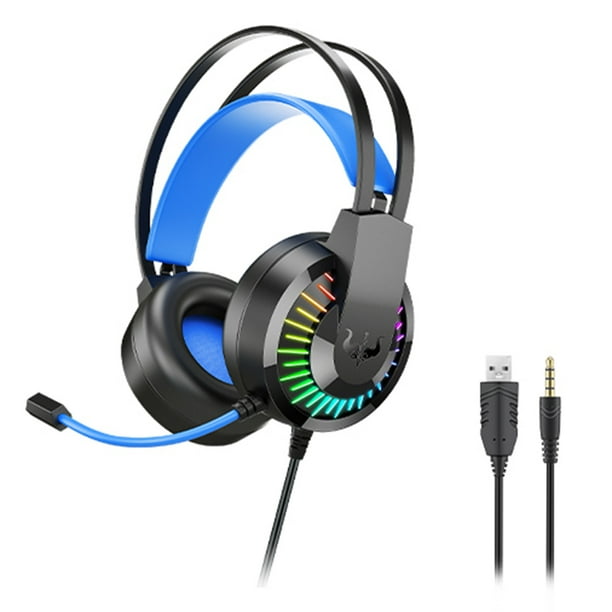 Auriculares con cable OVLENG GT68 Auriculares con cable Auriculares montados en la cabeza Interfaz USB de 3,5 mm Luz LED RGB Juegos de computadora Estéreo Auriculares con cable para juegos de carreter OVLENG Auriculares con cable