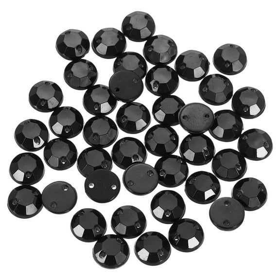 100Pack Flat Back Sew on Rhinestones Beads, 7mm Crystal Round Gems, Black