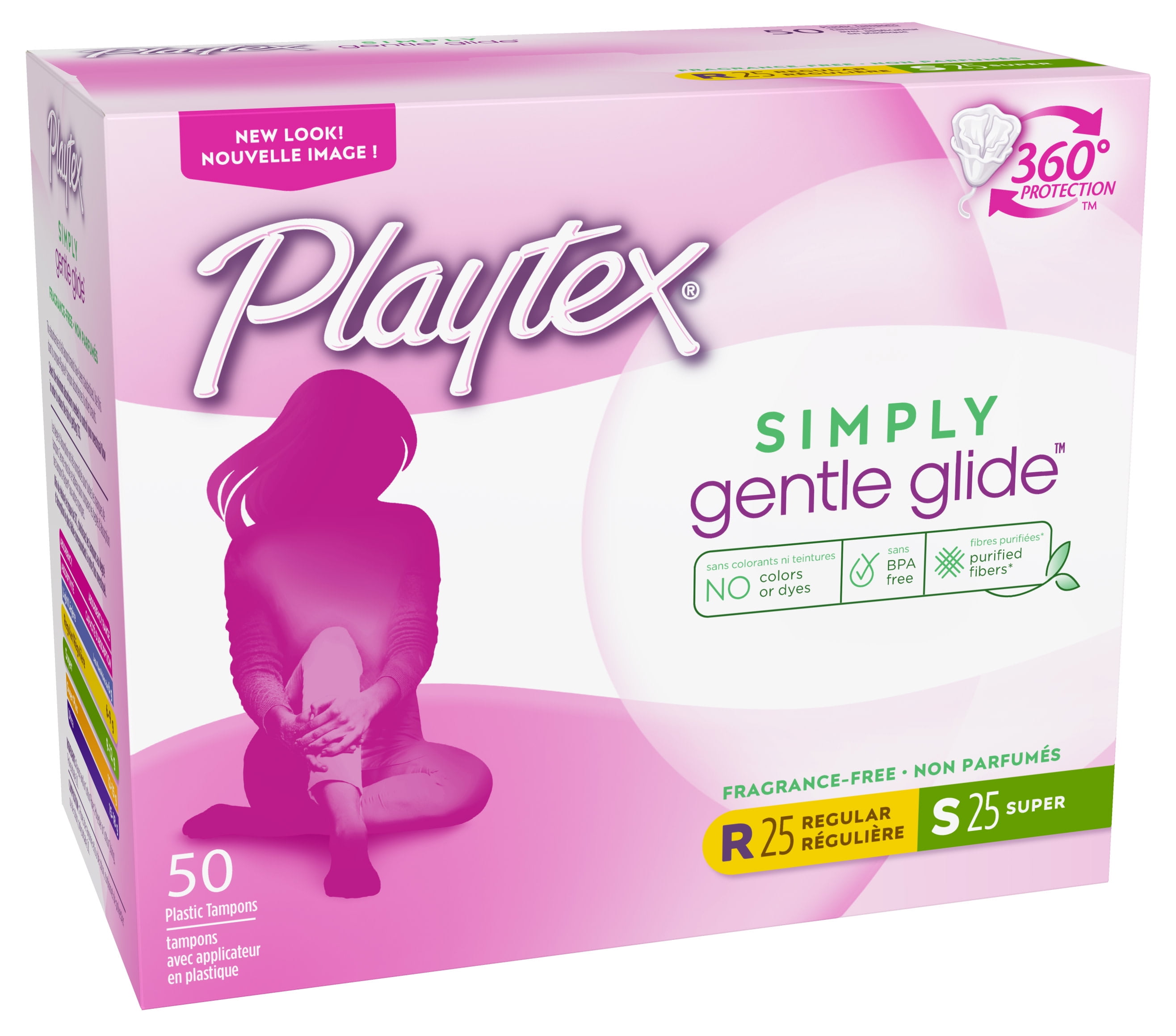 Playtex Simply Gentle Glide Tampons Unscented Regular Super 50