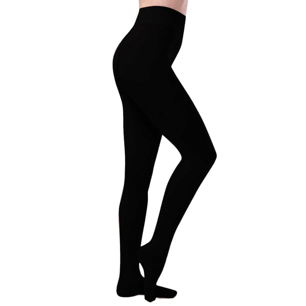 Leggings de forro polar lisos de moda para mujer - Cintura alta, cinturilla elástica, pantalones cálidos para otoño/invierno