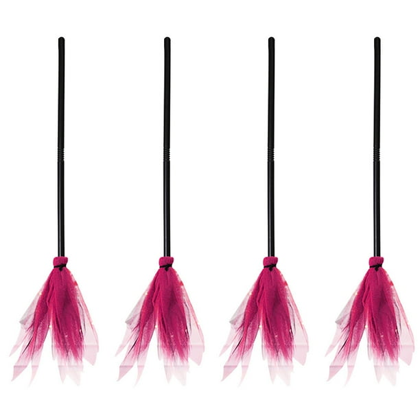 Xihbxyly Escoba de Bruja, Accesorio para Disfraz de Halloween, Diseño de Hilo de Red de Plástico, Accesorio Divertido para Fiestas, Decoración Creativa para Halloween, Ideal para El Día de Halloween,