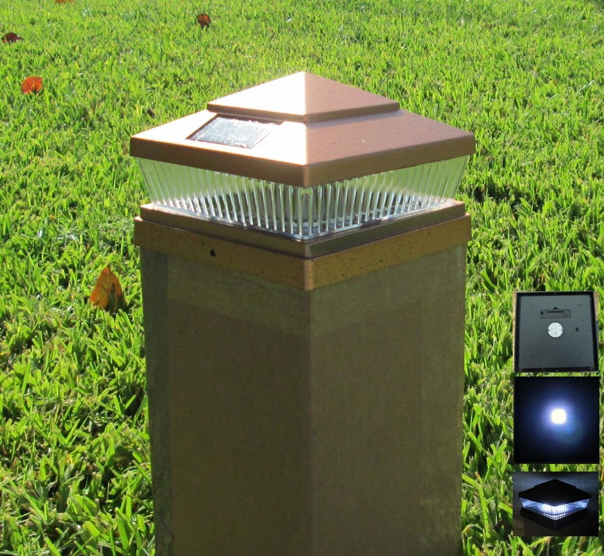Relightable 4PACK Bright Copper 5X5 3.2V Lithium-Ion 5LED Solar Post Deck PL248 