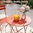 thumbnail image 3 of Yardgrace 3-Piece Folding Patio Bistro Set, Small Metal Outdoor Table and 2 Chairs Set, Weather-Resistant Balcony Furniture, No Assembly Required, Red, 3 of 8