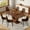Table and 6 chairs Style1, variant on LUFTUT 7-Piece Dining Table Set for 6, 63" Modern MDF Kitchen Table with Walnut Finish, Farmhouse Style U-Shape Base, and 6 Brown Suede Upholstered Dining Chairs
