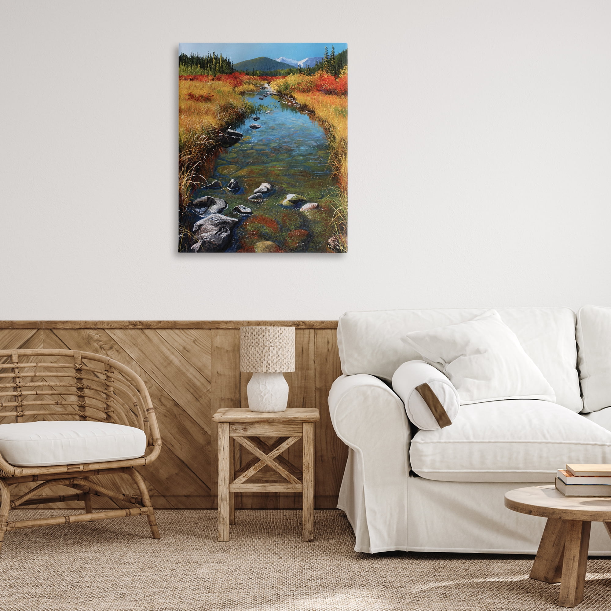 Stupell Industries Outflow From Lake Landscape & Nature Painting Wrapped Canvas Art Print Wall Art, 30 x 40
