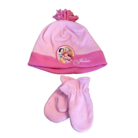 Disney Toddler Girls Pink Fleece Princess Hat & Mittens Beanie Set Snow White