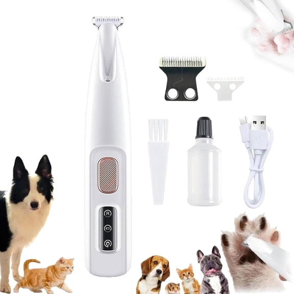Pet Hair Trimmer, Paw Trimmer, 18 mm Widen Blade, 35 dB Low Noise, Rechargeable Waterproof Clipper, with Led Light with Oil