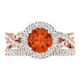 thumbnail image 2 of Clara Pucci 18K Rose Gold Round Cut 1Ct Simulated Red Diamond Engagement Ring + Matching Band - Luxury Box Included, 2 of 7