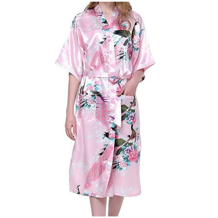 

Lingerie For Women Bathrobes Kimono Long Dressing Gown Robe Dress Nightwear