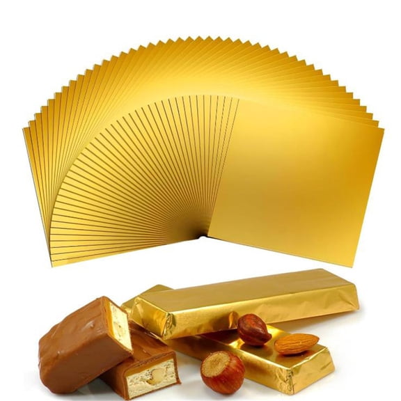 NOGIS 6.3x9.5in Chocolate Bar Wrappers Large 100PC, Gold Candy Bar Wrapper with Thick Backing, Chocolate Wrappers Packaging for Chocolates, Candies