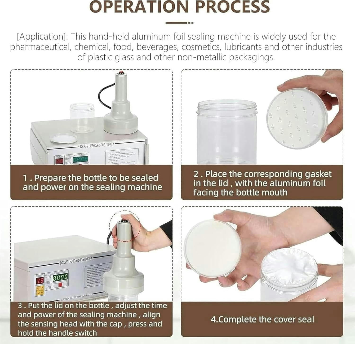 GXCZ Vacuum SealerHandheld electromagnetic Induction Sealer, Manual electromagnetic Induction Bottle Cap Sealer, Portable can Heat Sealer, 20-100mm for Plastic Bottles, Glass Bottles