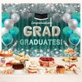 thumbnail image 4 of Silver Green Graduation Backdrop, Sparkling Balloon Fireworks Bachelor Cap Class of 2025 Congrats Grad Photography Background, Congrats Grad Senior Prom Party Decorations Photo Studio Props 6x4ft, 4 of 5