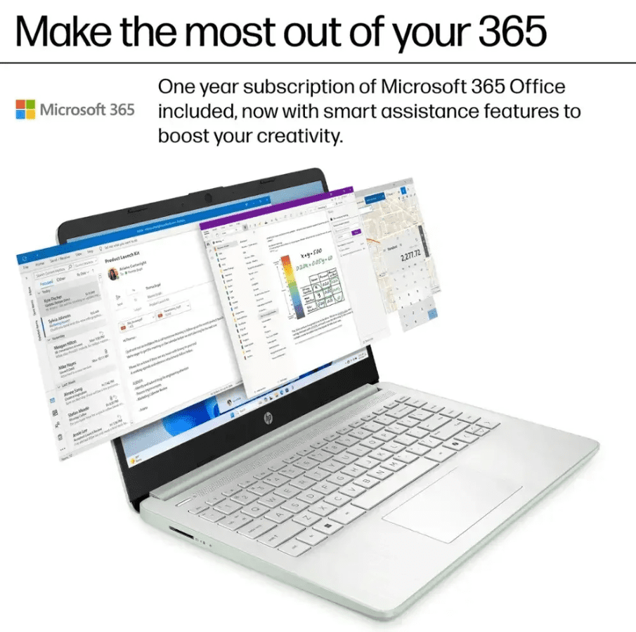 HP Laptop 14" HD Display, Intel N150 4-Core Processor, 8GB RAM, 256GB Storage (128GB UFS + 128GB SD Card), Windows 11 S, Office 365 Included, Sky Blue