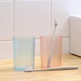 thumbnail image 4 of Vaso transparente para cepillo de dientes para niños, color azul y rosa, vaso creativo para agua, cepillo de dientes para adultos, 4 of 5