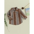 thumbnail image 3 of Bagilaanoe Toddler Boy Shirt Casual Striped Print Long Sleeve Tops with Pocket 12M 18M 24M 3T 4T 5T Kids Fall Clothes, 3 of 8