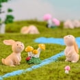 thumbnail image 3 of Paquete de 7 Mini figuras de conejitos de Pascua CHAO Decoración de Pascua paisaje pequeño, 3 of 5