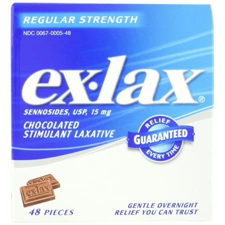 Ex-Lax Chocolated Regular Strength Stimulant Laxative, 15 mg, 48