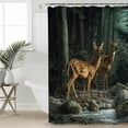 thumbnail image 5 of Forest Deer Shower Curtain, 72" x 72", Animals River Waterproof Bathroom Curtain Washable Shower Curtain Set with 12 Hooks, 5 of 6